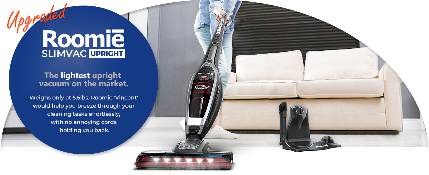 ROOMIE VINCENT SlimVac Upright Cordless Vacuum Cleaner