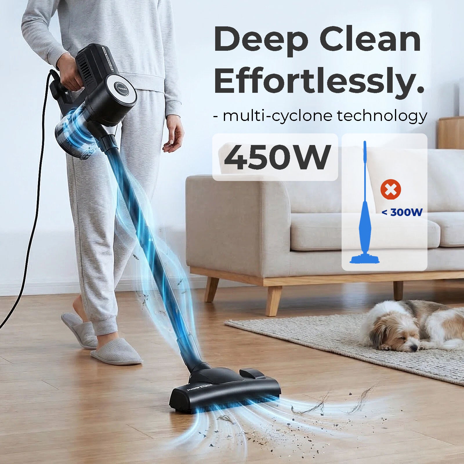 ROBIN - Stick Corded vacuum cleaners,450W,Bagless, Black