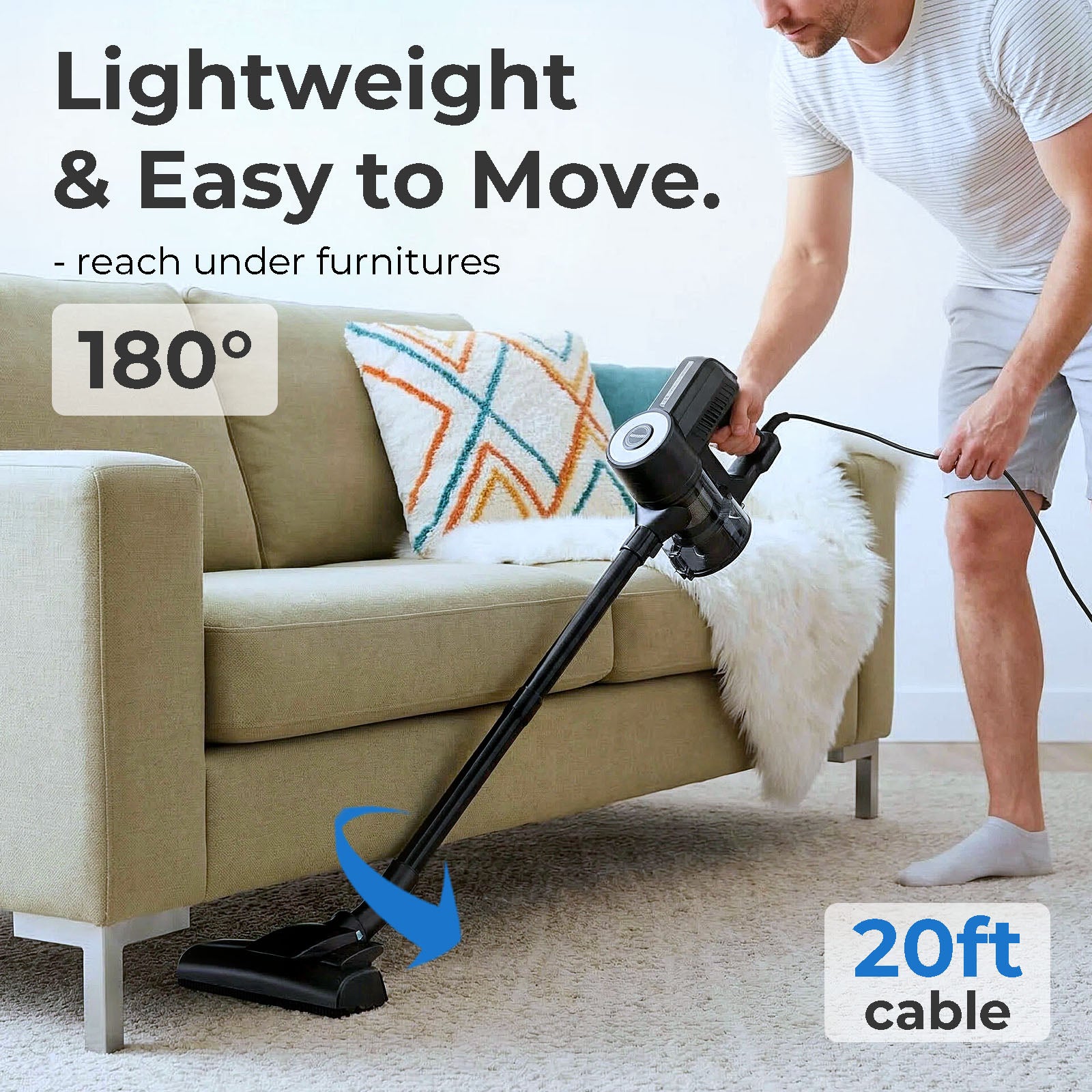 ROBIN - Stick Corded vacuum cleaners,450W,Bagless, Black
